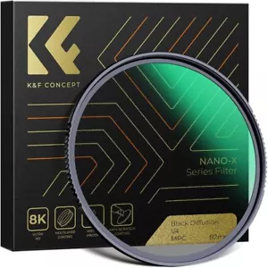 K&F Concept 67mm Black Mist Diffusion Filter 1/4 Soft Glow Diffuser Lens Filters - Picture 1 of 12