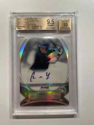 2010 BOWMAN STERLING PROSPECT REFRACTORS CHRISTIAN YELICH /199 - BGS 9.5 AUTO 10 - Image 1 of 2