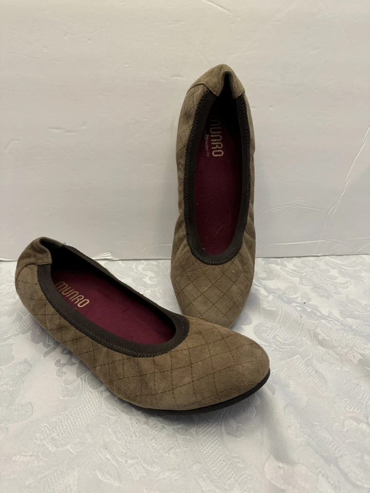 Munro Balletcore 9M Acolchado Ballet Pisos Zapatos Confort Marrón Preppy Foto 1 de 4