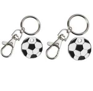 2 X Football New Shape One Pound New £1 Coin Trolley Token Keyring Shopping Gift - Picture 1 of 3