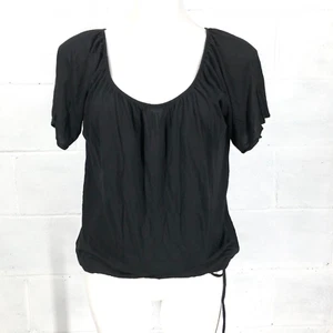 Gap Black Short Sleeve Top Shirt Blouse Cinched Bottom Womens Size M - Picture 1 of 16
