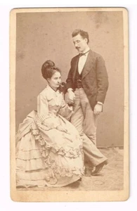 Fotografia COPPIA ROMANTICA GIOVANI AMANTI albumina H Deroche Perugia Foto photo - Foto 1 di 2