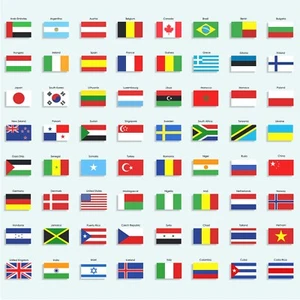 1 Flags Of The World Country Stickers Decal Adhesive Window Door ETC 6 Y FREE S - Picture 1 of 1