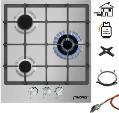 PHÖNIX GERMANY Phönix PS-450T Einbau Gaskochfeld Kochfeld Edelstahl Gaskocher 3 flammig autark