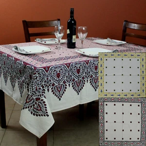 Cotton French Country Geometric Tablecloth Square Napkin Table Linen - Picture 1 of 7