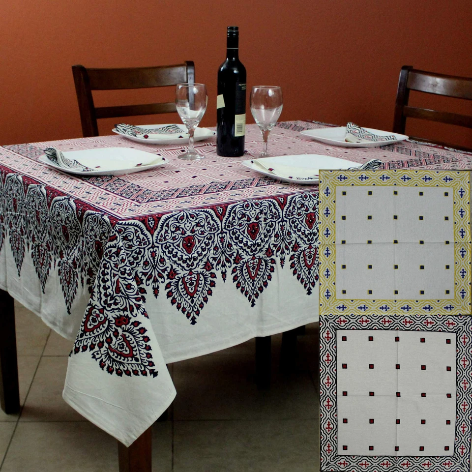 Cotton French Country Geometric Tablecloth Square Napkin Table Linen - Image 1 of 1