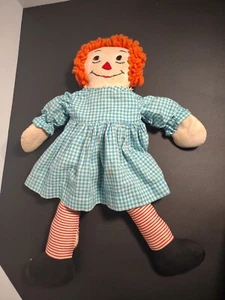 Vintage Raggedy Anne In Blue Gingham Dress - Picture 1 of 7