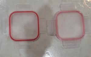 2 PIEZAS. Cubierta de tapa de repuesto cuadrada de 4" transparente/roja SNAPWARE Total Solutions. - Imagen 1 de 1