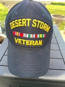 Mütze Kappe Desert Storm Veteran schwarz Druckknopflasche bestickt gelb mehrfarbig sehr guter Zustand - Bild 1 von 8
