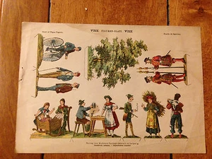 RAR EIN AUSGESCHNITTENES PAPIERPUPPEN BLATT FIGUREN BLATT VIII VINTAGE RAR - Bild 1 von 2