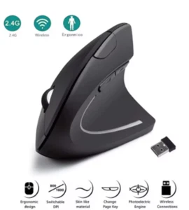 Ergonomic Optical 2.4G Wireless Vertical Mouse 1600 DPI 5 Buttons USB Receiver - Picture 1 of 6