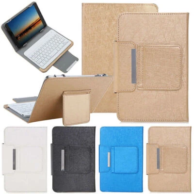 For 10"iPad Lenovo Amazon Tablet Universal Wireless keyboard PU Folio Cover Case - Image 1 of 4