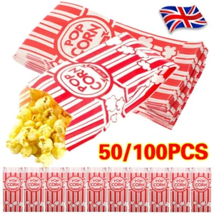 50/100pcs Popcorn Paper Bags Birthday Movie Night Party Supplies Treat Bags. - Picture 1 of 18