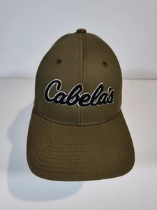 Cabela's Embroidered Black Logo Hat Cap Olive Green Snapback - Picture 1 of 8
