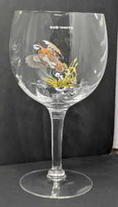 Vintage Ned Smith Waterfowl Bob bianco ottica drappo bicchiere vino calice acqua 6,25" - Foto 1 di 5