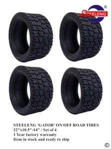 STEELENG GOLF CART 22"x10.5"-14" 'GATOR' ON/OFF-ROAD A/T DOT TIRES(SET OF 4) - Picture 1 of 4