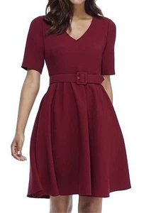NEU NEU OHNE ETIKETT DAMEN Gr. 2 (Brustumfang 34") GAL MEETS GLAM CLARA FIT FLARE KLEID BURGUND - Bild 1 von 1