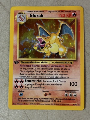 GLURAK CHARIZARD 1999 POKEMON GERMAN 1ST EDITION HOLO 4/102 - CHECK DESCRIPTION - Image 1 of 4