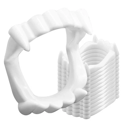 Colmillos dientes de vampiro blancos - 12 piezas accesorios de plástico para Halloween, disfraces, fiestas Foto 1 de 4
