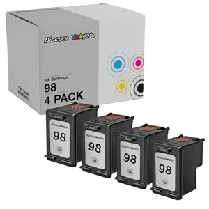 4PK Black Ink Cartridge for HP 98 C9364WN PhotoSmart D5065 2575 OfficeJet 6310xi - Afbeelding 1 van 7