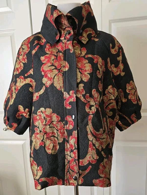 Samuel Dong Cropped Metallic Gold Red Black Jacket Schitt's Creek "Moira Rose" - Image 1 of 4