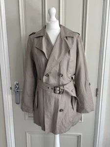 Marks&Spencer Autograph Weekend Linen&Cotton Stone Trench Coat ,Size 12,BNWOT - Picture 1 of 21