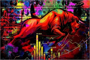 Bull Wall Street Leinwand Wandbild - Bild 1 von 6