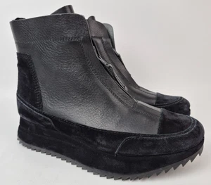 Pedro Garcia Women's Black Leather Suede Platform Bootie Size 37 - Picture 1 of 6