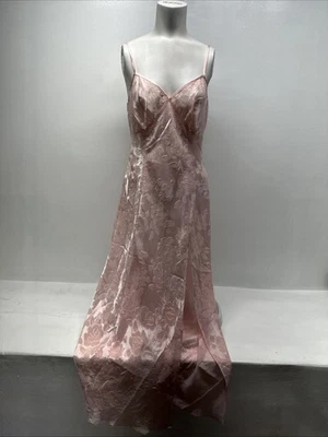 Maxi Vestido Sin Mangas Victorias Secret Largo Transparente Alta Abertura Floral Rosa De Colección Años 90 Mediano Foto 1 de 4