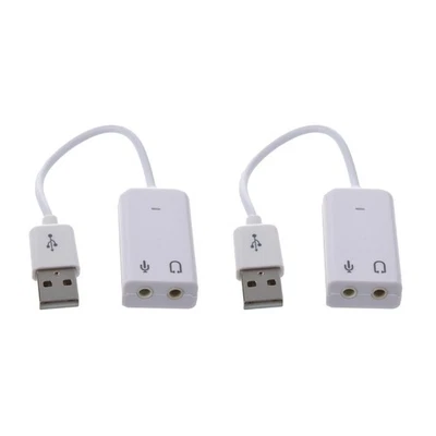 2X 3.5mm Microphone Earphone Socket USB 2.0 Sound Card Speaker Audio2263 - Image 1 of 3