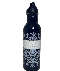 New Vera Bradley Blue Medallion Stainless Steel 25 oz Water Bottle Blue White - Picture 1 of 7