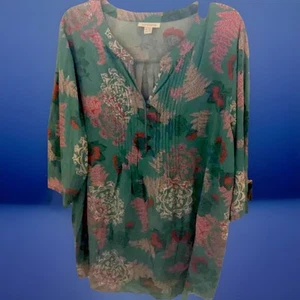Loralette By Avenue size 26/28 tunic pleated front topColorful Pattern Nw/o T. - Picture 1 of 8