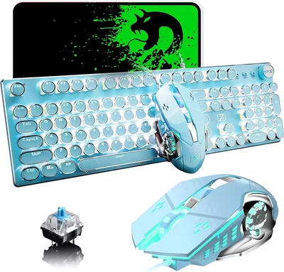 Retro Vintage Typewriter Wired Gaming Keyboard&Mouse Anti-Ghosting Blue Switch - Image 1 of 4
