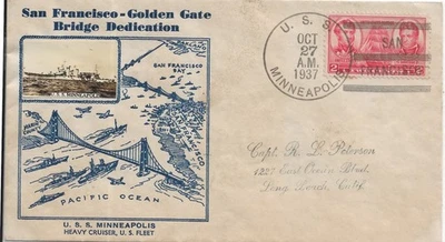 1937 USS Minneapolis CA-36, Golden Gate Bridge Dedication to Long Beach (N9988) - Image 1 of 2