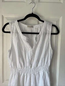 Terzo Millennio 100% Leinen Made In Italy Maxi Häkel Boho Kleid Cover Up Large - Bild 1 von 13