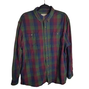 Duluth Trading Co Uomo Verde Blu e Rosso Plaid Flanella Cotone Taglia L - Foto 1 di 5