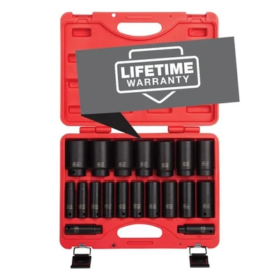 2641, 1/2 Inch Drive Deep Impact Socket Set, 19-Piece, SAE, 3/8" - 1-1/2", Cr... - Image 1 of 4