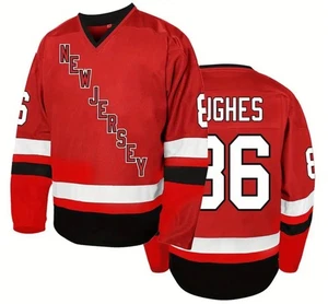JACK HUGHES #86 CUSTOM STITCHED NEW JERSEY RED HOCKEY JERSEY SIZE S - 3XL - Picture 1 of 5