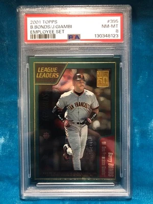 PSA 8 Pop 4 Barry Bonds Giambi 2001 Topps conjunto de empleados #395 de fábrica/150 Foto 1 de 3