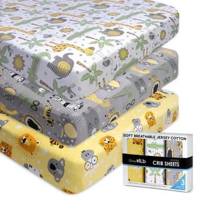 Sábanas de cuna náuticas ajustadas (paquete de 3) por - Sábana de cuna de algodón tejida Jersey para B... Foto 1 de 4