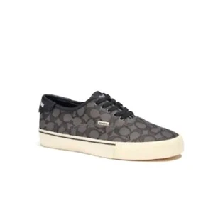 COACH MEN'S SIZE 9 LACE-UP SNEAKERS BLACK SIGNATURE JACQUARD SKATE (WOMENS 10.5) - Picture 1 of 5