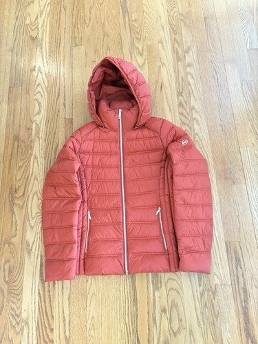 Giacca Michael Kors donna med. Piumino imbottito arancione impacchettabile cappuccio zip intera
