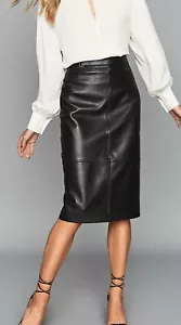 New 100% Genuine Lambskin Black Leather Women Pencil Business Casual Style Skirt - Picture 1 of 5