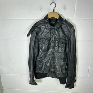 Allsaints Jacket Mens Small Black 100% Leather Stearn Bomber Biker Motorcycle* - Picture 1 of 12