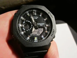 MEN'S ACTIVA DUAL TIME WATCH NO. 495494 FITS UP TO 9" WRIST - Picture 1 of 3