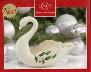American Lenox Holiday Archive 5" Cigno nella scatola originale modello Agrifoglio - Foto 1 di 4