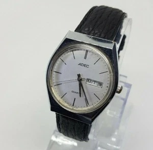 Orologio Adec made by Citizen Tono Argento Data 36mm Raro Cassa Militare Quadrante - Foto 1 di 12