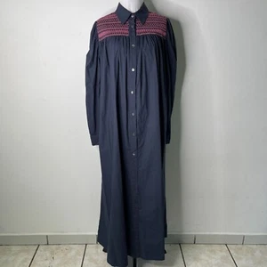 P.A.R.O.S.H. Women's Blue Button Down Embroidered Long Sleeve Maxi Dress Large - Picture 1 of 14