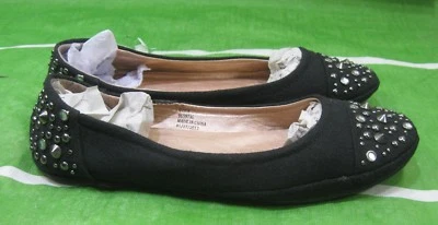 Black Silver Spikes On Ballet Flats Round Toe Shoes WOMEN Size 5 - Image 1 of 4