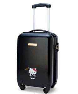 Hello Kitty Black Carry-On Luggage Suitcase 29L Compact Travel Bag Sanrio New - Picture 1 of 8